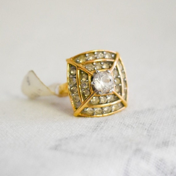 1980s Faux Diamond Cocktail Ring, Size 6 1/4