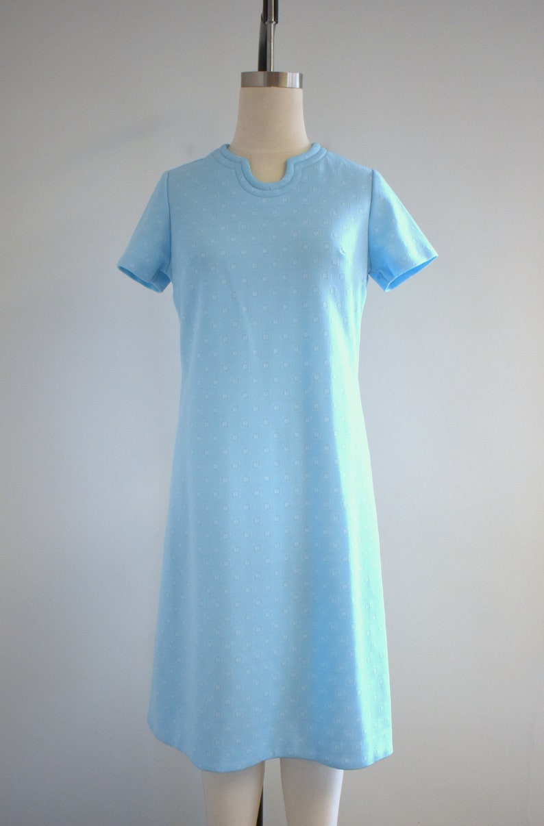 1960s Light Blue Knit Dress image 3