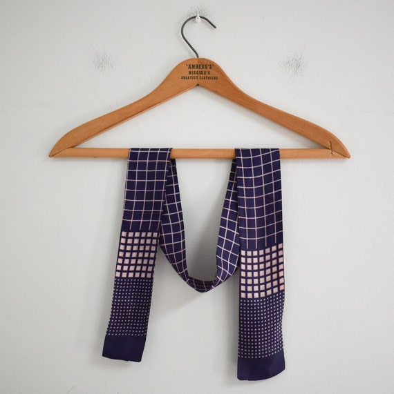 1970s/80s Navy Grid Sash Scarf