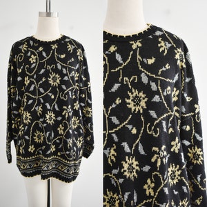1980s Black, Silver, and Gold Tunic Sweater image 1