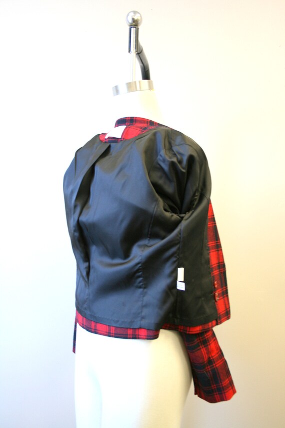 1980s Pendleton Red and Black Plaid Wool Jacket - image 6