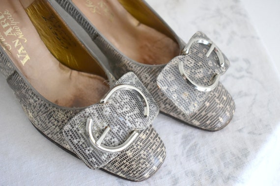 1940s Van Arden Gray Snakeskin Heels in Original … - image 2