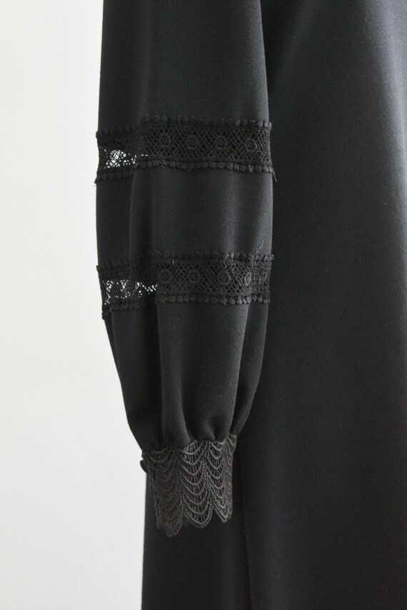 1960s Butte Knits Black Lace Neck Midi Dress - image 6