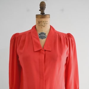 1980s Red Silk Blouse