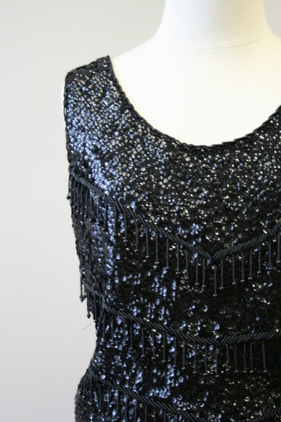 1960s Black Beaded Sweater Tank - image 2