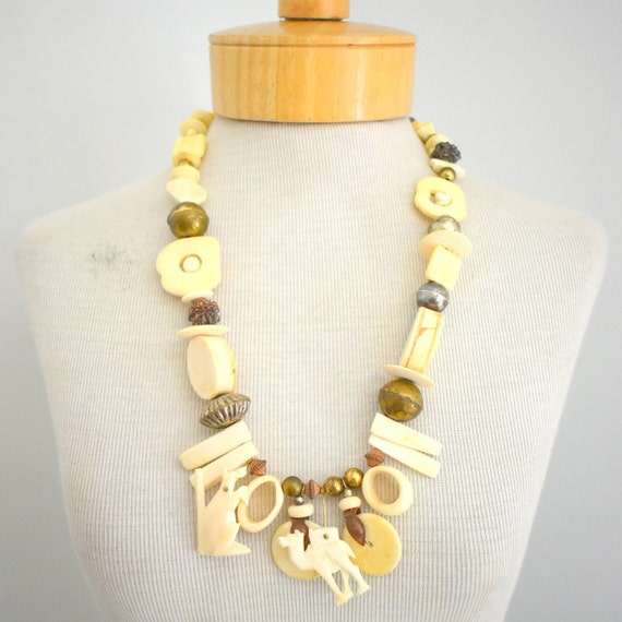 1970s/80s Bead and Brass Necklace