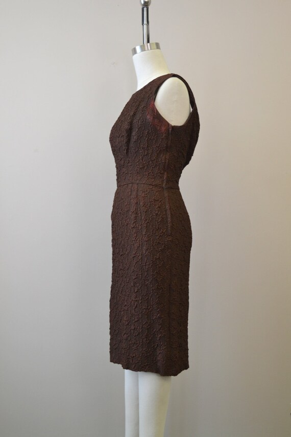 1950s Miss Candid Brown Low Back Wiggle Dress - image 4