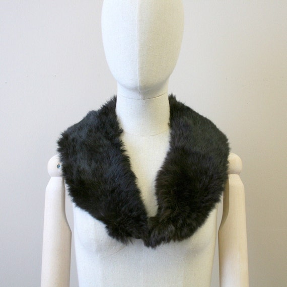 1940s Black-Brown Thick Fur Collar