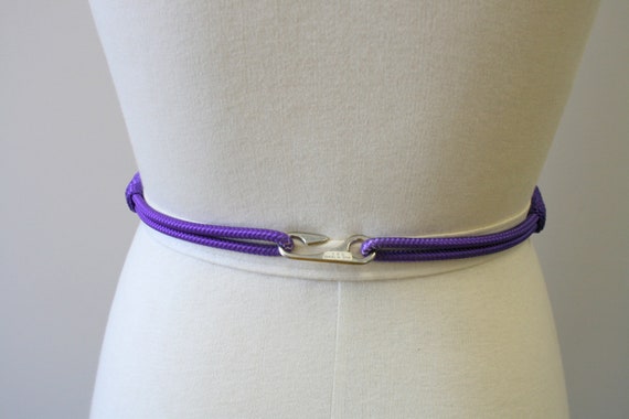 1980s Silver Ring and Purple Cord Belt - image 4