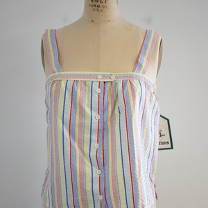 1980s NOS Rainbow Seersucker Tank Top image 2