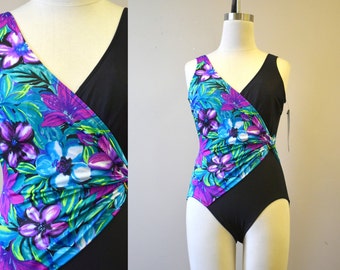 1990s NOS Gabar Floral Swimsuit