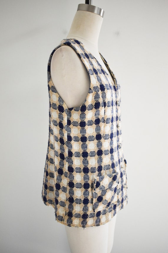 1970s Textured Plaid Vest - image 4