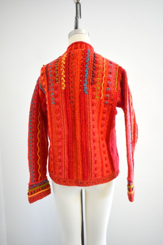 1990s Newari Hand Knit Wool Cardigan Sweater - image 6