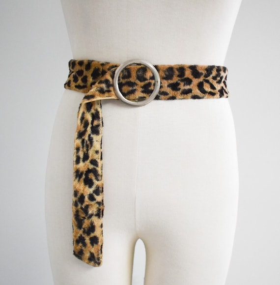 1960s Leopard Print Faux Fur Belt