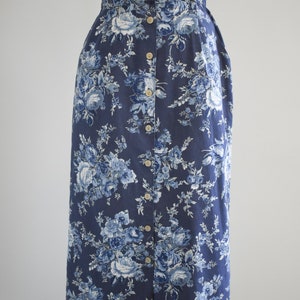 1980s Floral Denim Midi Skirt image 4