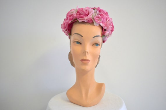 1950s/60s Valerie Modes Pink Rose Hat