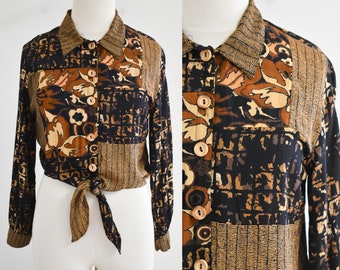 1990s Carole Little Tie Waist Blouse