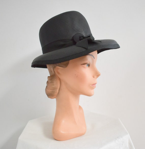 1960s Lisa Black Straw Hat - image 1