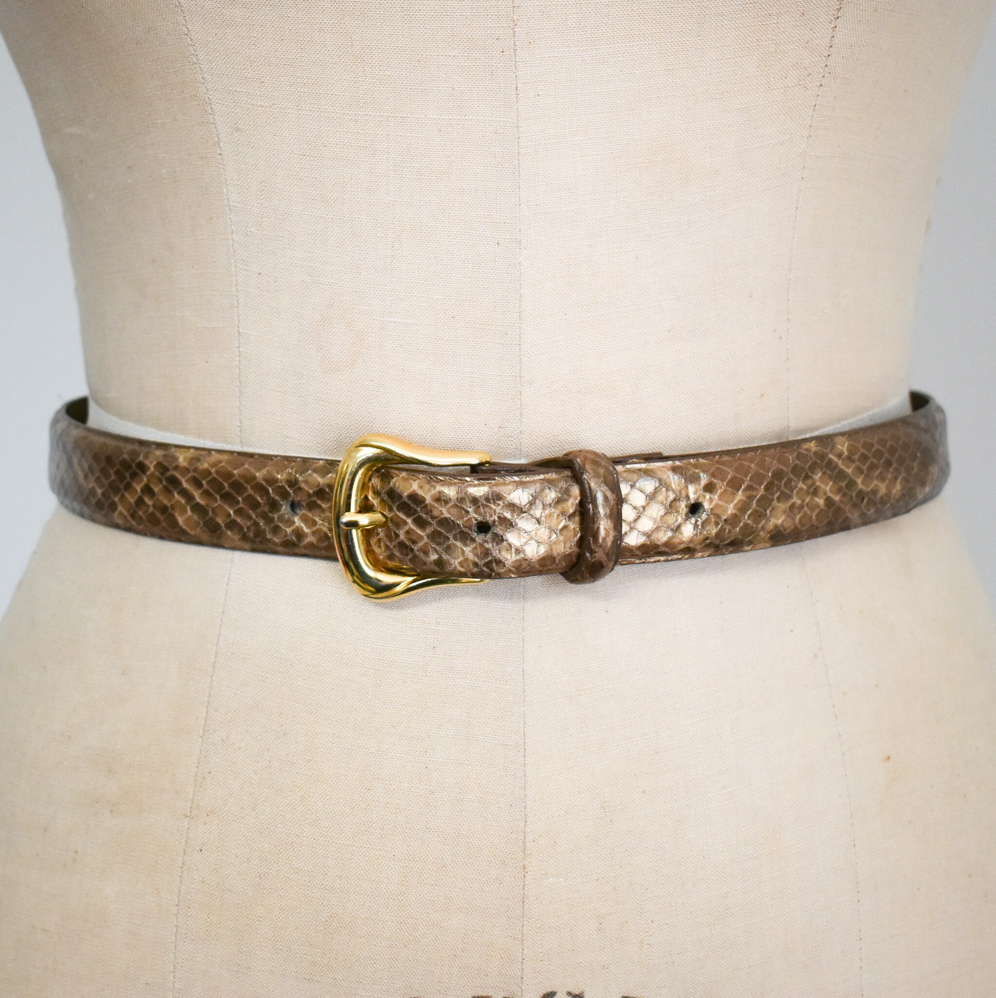 1980s Liz Claiborne Gold Snake Skin Belt - Etsy display picture 1