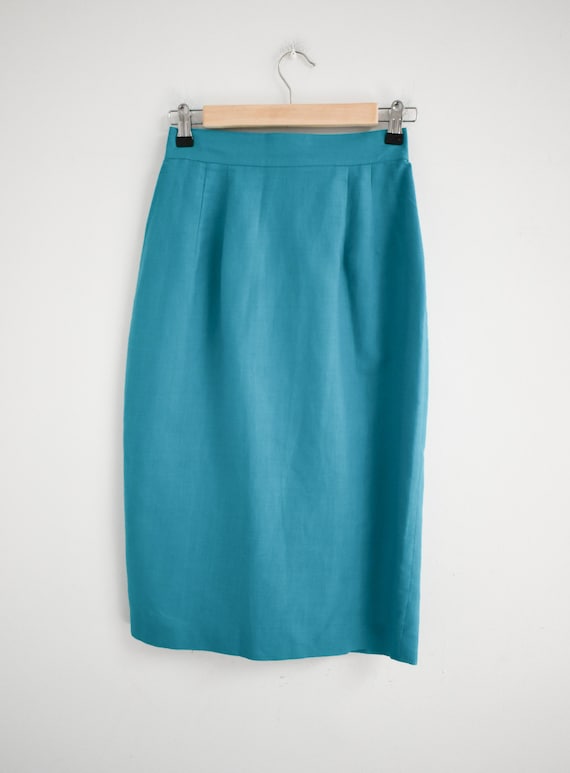 1980s Teal Pencil Skirt - image 2