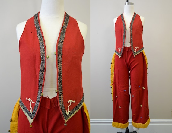 1930s Red Wool Vest and Chaps