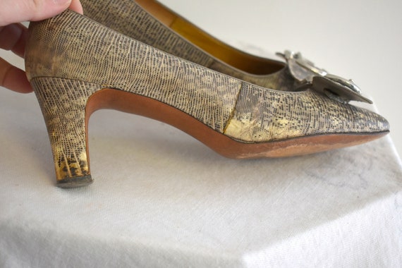 1940s Van Arden Gray Snakeskin Heels in Original … - image 6