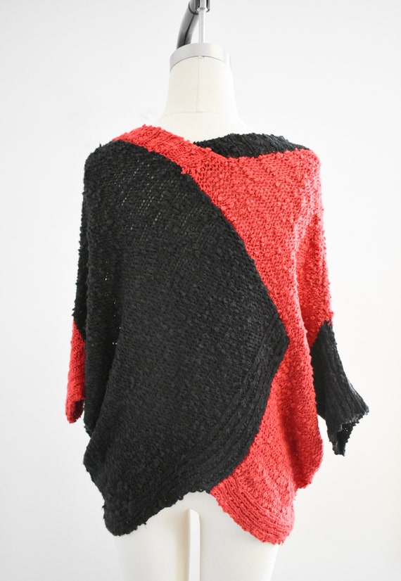 1980s Red and Black Boucle Cocoon Sweater - image 6