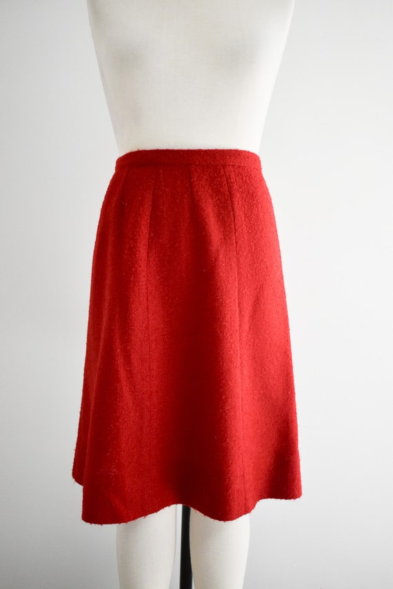 1960s Red Wool Blend Boucle Skirt Suit - image 6