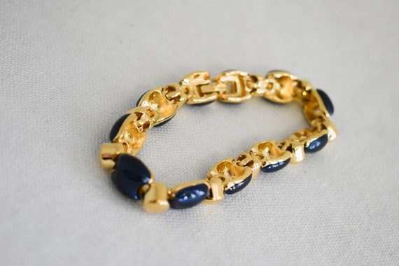 Vintage D'Orlan Blue Enamel and Gold Link Bracelet - image 6