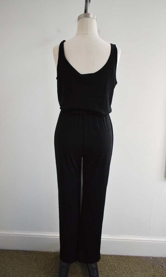 1990s Black Slinky Knit Jumpsuit - image 5