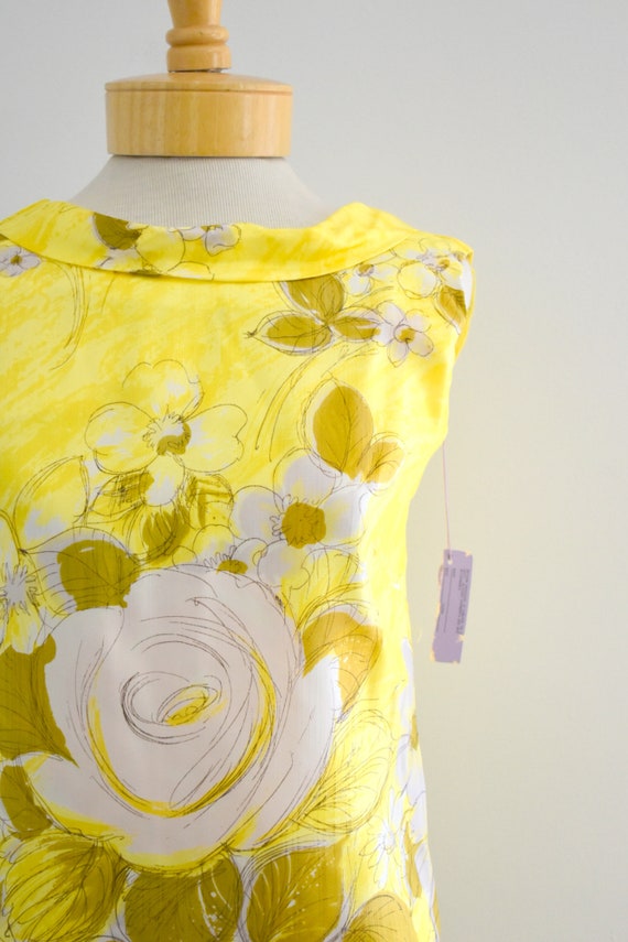 1960s NOS Malbe Original Yellow Floral Satin Blou… - image 3