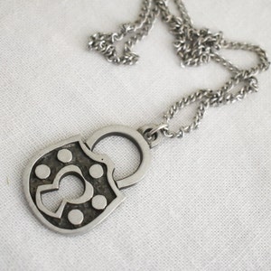 1970s Swedish Pewter Lock Pendant and Chain