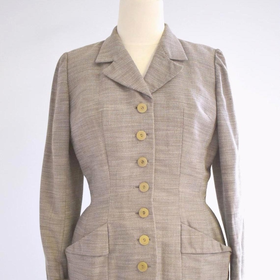 1940s Adele Simpson Gray Striped Jacket - image 1