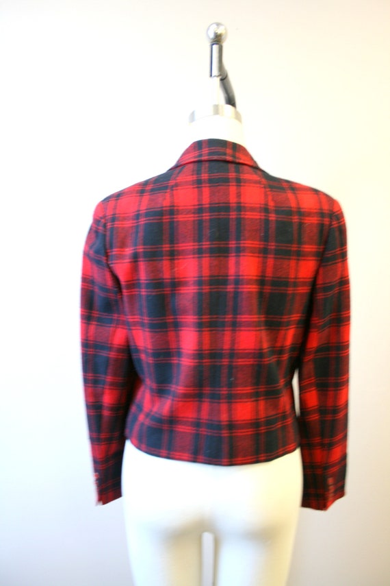 1980s Pendleton Red and Black Plaid Wool Jacket - image 5