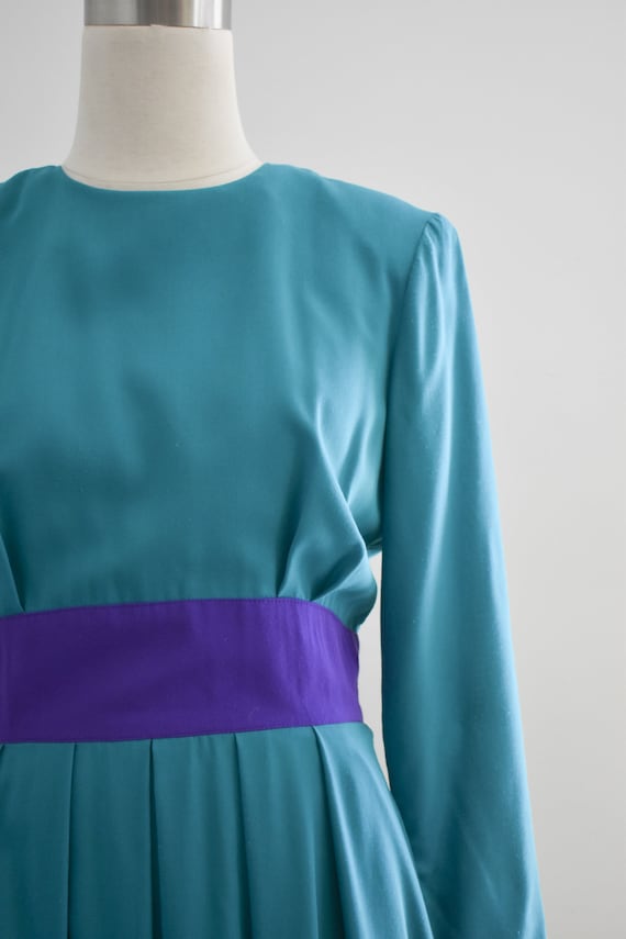 1990s Green and Purple Midi Dress - image 2