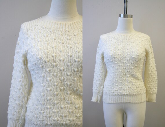 1970s Cream Fuzzy Sweater