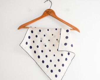 1940s/50s Glentex Navy Polka Dot Silk Scarf