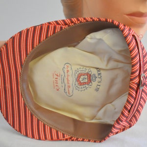 1940s/50s Red Striped Newsboy Cap image 7