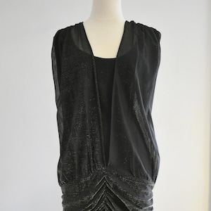 1980s Black and Gold Sheer Dress