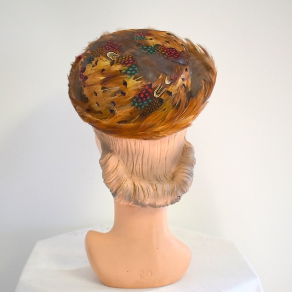 1960s Brown Feather Hat - image 1