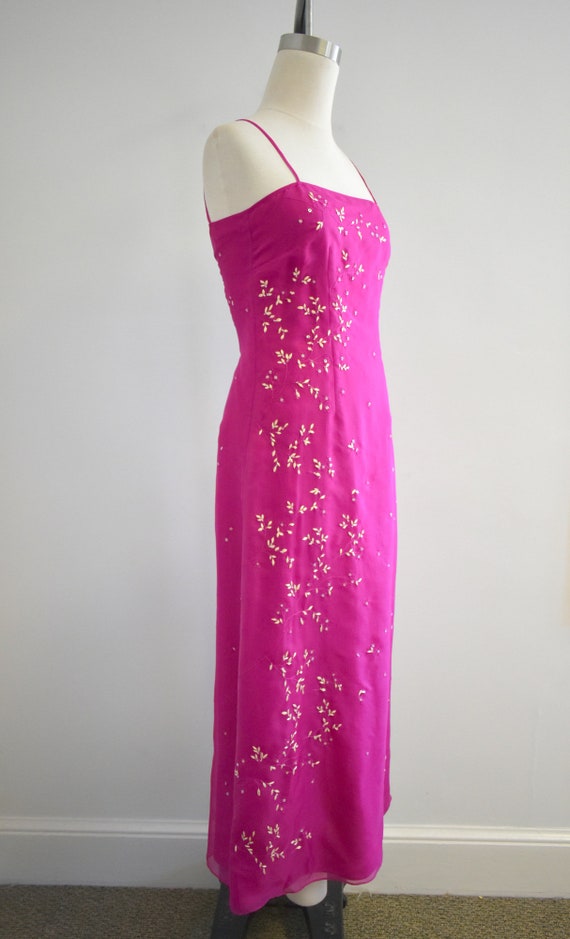 1990s Ann Taylor Pink Silk Embroidered and Beaded… - image 4