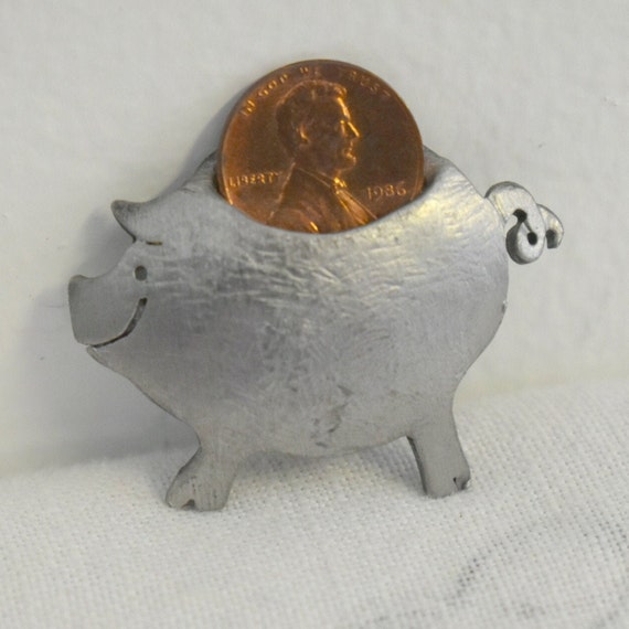 1980s Ultracraft Piggy Bank and Penny Brooch