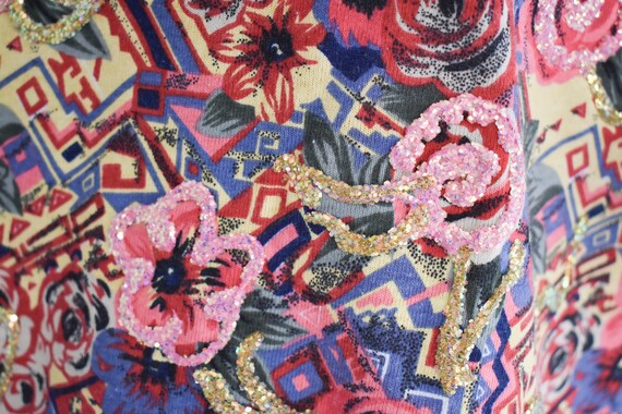 1990s Floral Embellished Oversized T-Shirt - image 7