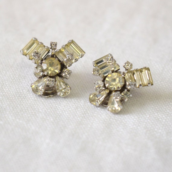 Rhinestone Sputnik Clip Earrings