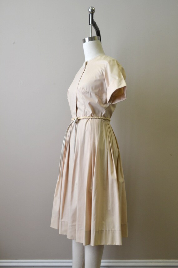 1960s Pale Tan Shirtwaist Dress - image 4