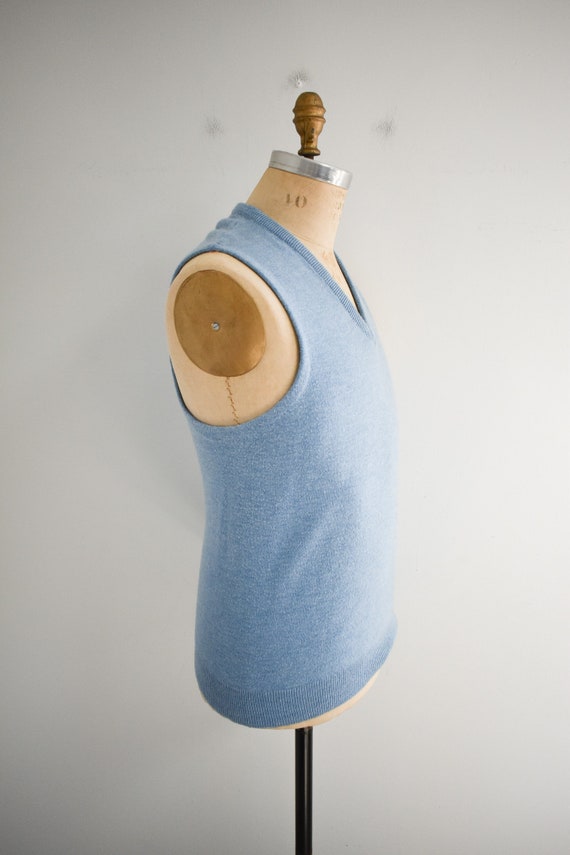 1970s/80s Pale Blue Men's Sweater Vest - image 4