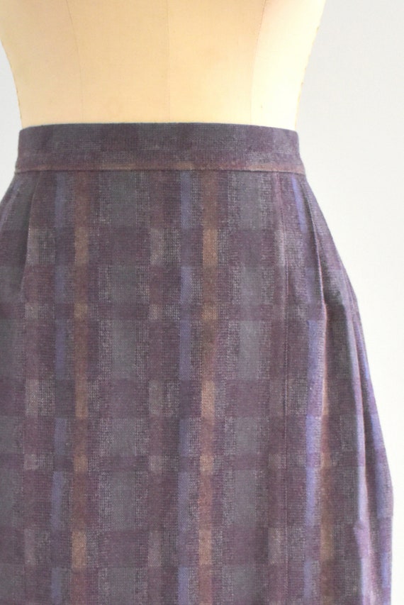 1980s Eva Purple Wool Blend Midi Skirt - image 4