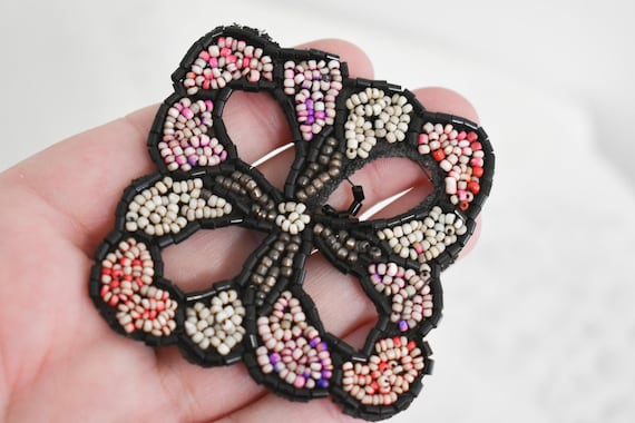 Antique Beaded Applique Patch - image 3