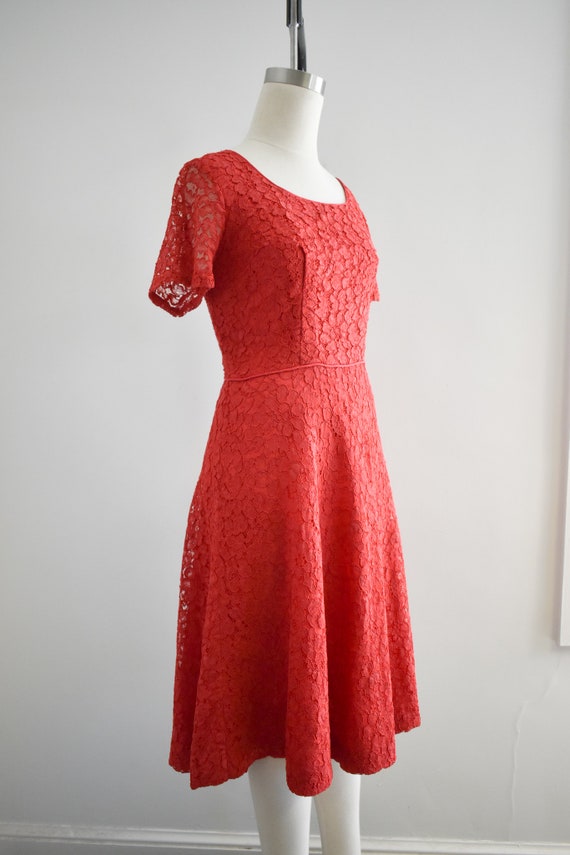 1950s Red Lace Dress - image 4