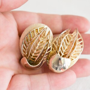 1960s Gold Leaf Clip Earrings image 4